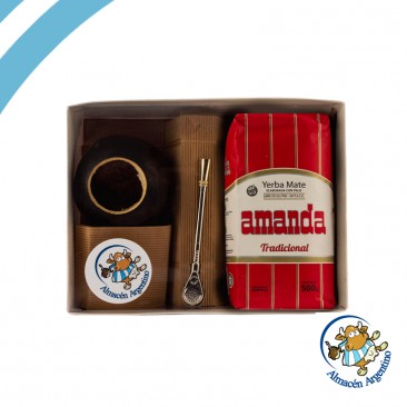 Kit AMANDA Mate + Bombilla + Mate Ceramica + 500g Yerba